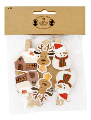4 X 6 Piezas Clips De Madera Navideños Clips Lindos Para
