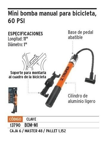 Inflador Portatil Para Bicicletas Y Pelotas + Aguja Isc