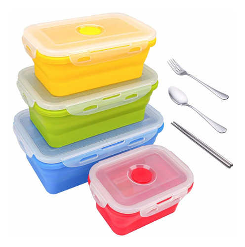 Collapsible Food Storage Containers With Airtight Plastic Li