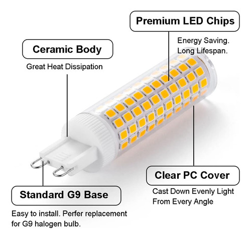 Yosenmi G9 Led Bulb 10w, 100w G9 Halogen Bulb Equivalent, 12
