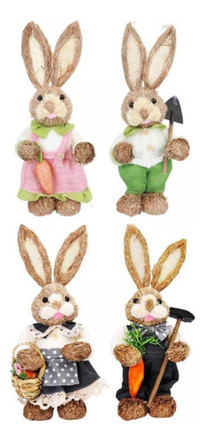 4 Piezas De Paja Artificial De Pascua Ornamento Esculturas