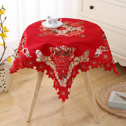 Mantel Rojo Navideño Redondo Para Evitar Ensuciar Holiday G