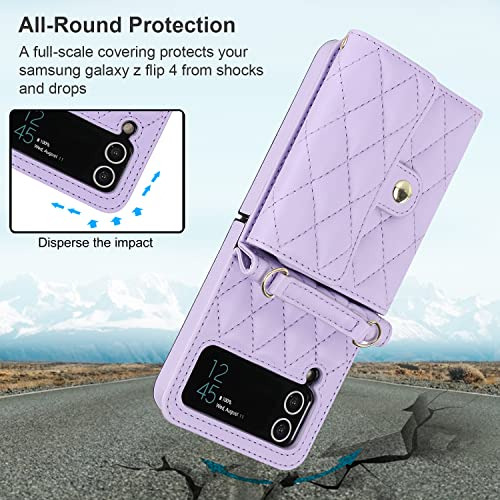 Funda Cartera Para Samsung Galaxy Z Flip 4 Morado Adjustable