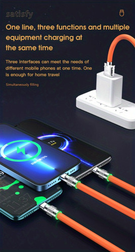 3 En 1 Multifunción Carga Rápida Cable De Datos Cable Usb