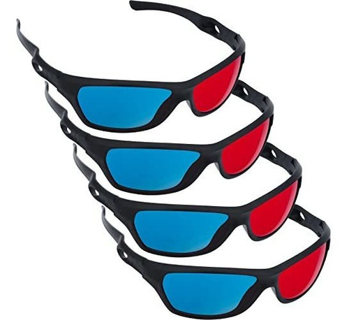Gafas 3d Craftshou, Paquete De 4 Unidades, Color Rojo Y Azul
