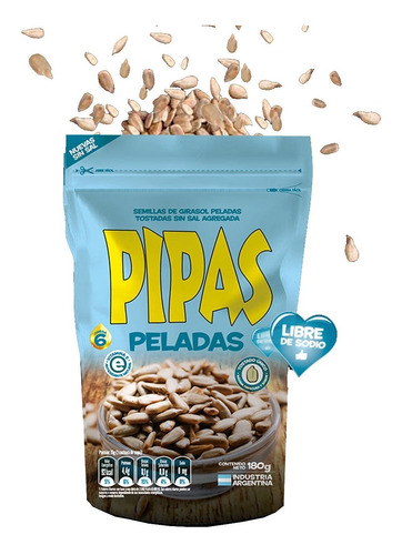 Pipas De Girasol Peladas Sin Sal 180g Kosher - Doypack -