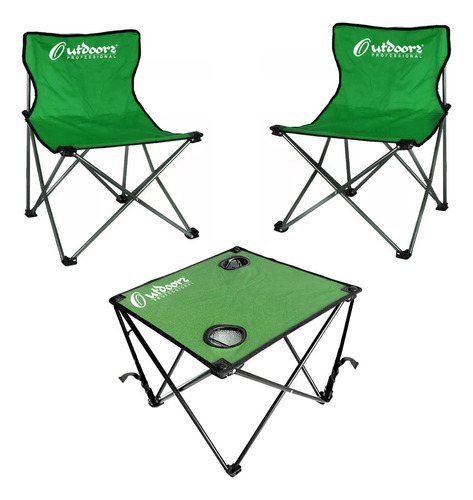 Set Sillas Director Mesa Plegables Playa Pesca Camping 110kg Color Verde