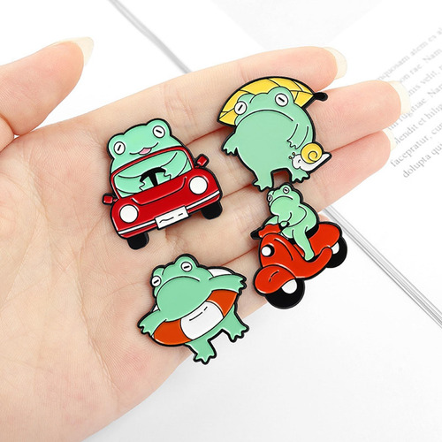 5 Pieces Cute Frog Enamel Pin Brooches Backpack Animal