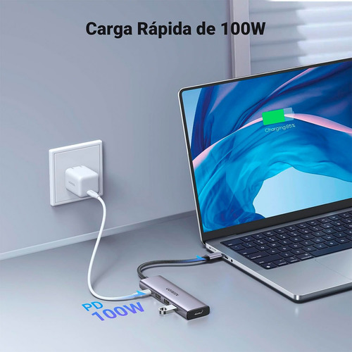 Hub Usb-c 5 En 1 Ugreen 3 Usb-a, 1 Usb-c Y Hdmi 4k/60hz 5gbp
