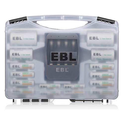 Caja Pilas Recargables Ebl Con Organizador