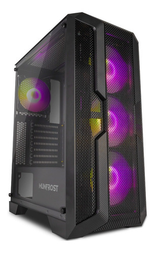 Gabinete Munfrost Luft Argb Cristal Templado Atx Control Color Negro