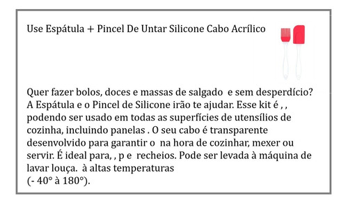 Kit Espátula E Pincel De Untar Silicone Cabo Transparente