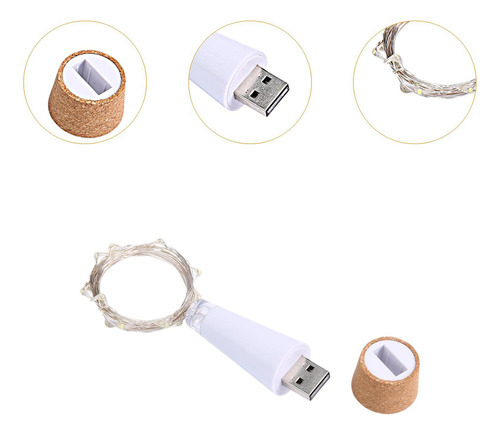 2 Luces De Corcho, Lámpara Led Usb Para Cálido