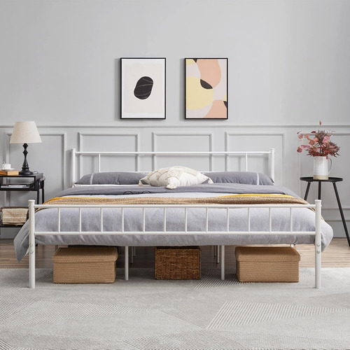 Base De Cama Yaheetech King Size Blanca