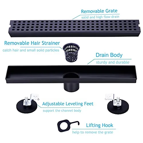 Drenaje De Piso Rectangular Para Ducha De Baño Lineal De 16