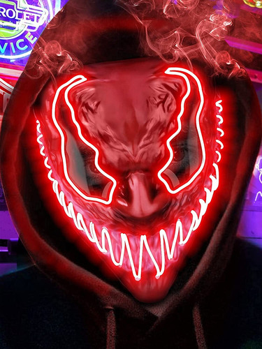Máscara Led Aterradora De Cara De Miedo De Disfraz Halloween