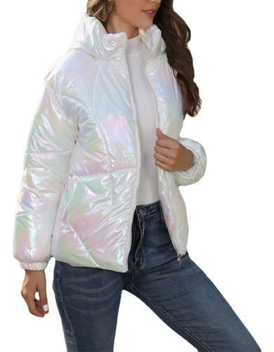 Chaqueta Corta K Para Mujer, De Algodón Brillante, Con Capuc