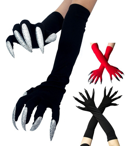 Guantes Largos For Uñas, Color Negro Bruja, Guantes For Co
