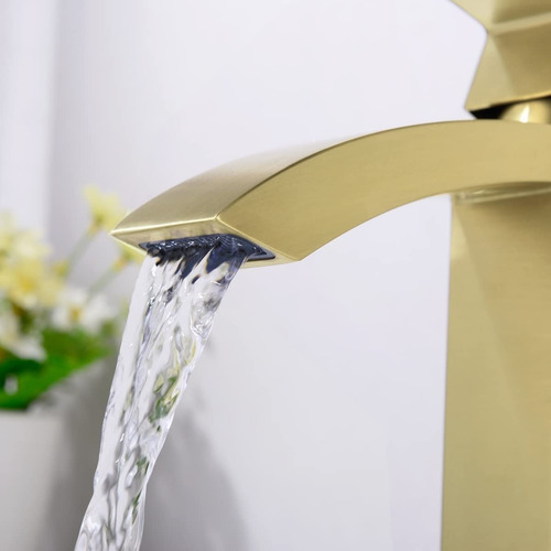 Grifo De Baño Dorado Cepillado Placa De Cubierta Y Desagüe.