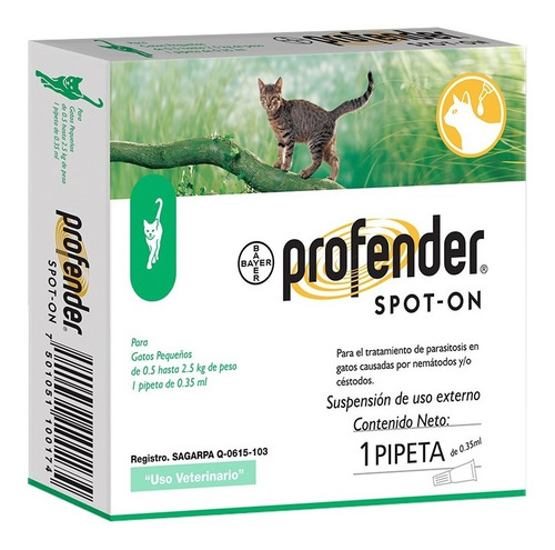 Imagen 1 de 2 de Profender® Desparasitante De Gatos Entre 0.5 Y 2.5 Kg