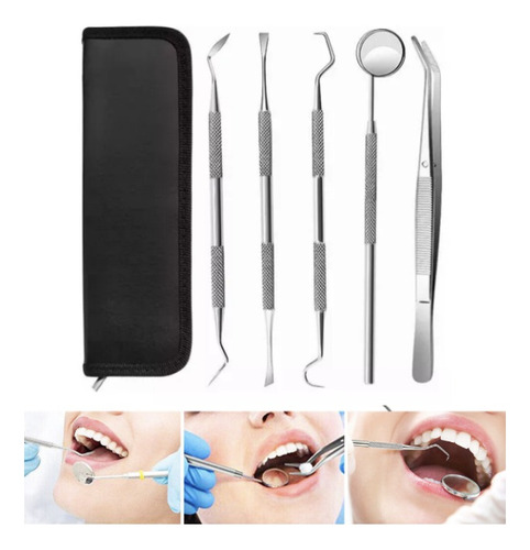 Set De 5 Herramienta De Limpieza Dientes Acero Inoxidable