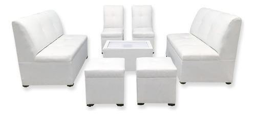Mueble Sala Lounge Minimalista Moderna Sillones Puff Salas Color Blanco