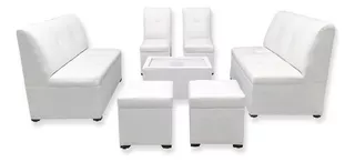 Mueble Sala Lounge Minimalista Moderna Sillones Puff Salas Color Blanco