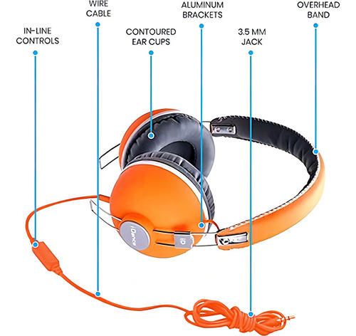 Auriculares Idance Hipster700 Con Microfono Dj Play Gamer Color Hipster704 Naranja
