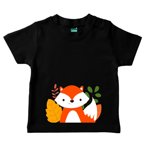 Playera Negra Bebé Zorrito M/c Varias Tallas Plash Oferta 