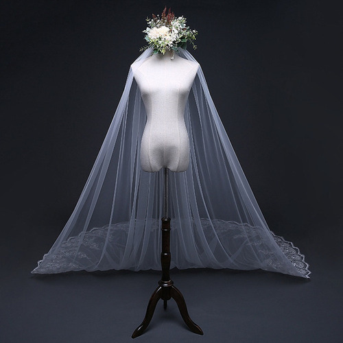 4m Una Capa Mujer Trailing Cathedral Velo De Novia Largo