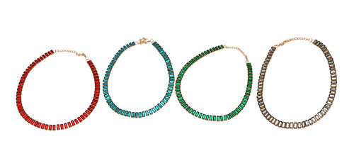 Collar Cadena Strass 4 Colores Pack X 12 Unidades