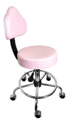 Cadeira Mocho Cromado Apoio Pes Estetica Altura A Gas Ultra Cor do assento Rosa