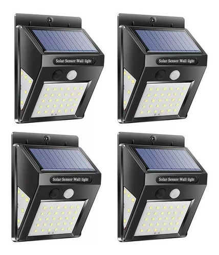 4 Luces Solares Pared 40 Led 3en1 Altas Bajas Exteriores Mnr