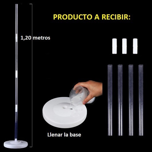 Imagen 6 de 10 de Columna Recta 1,20 M Base P Globo Portaglobo Soporte Varilla