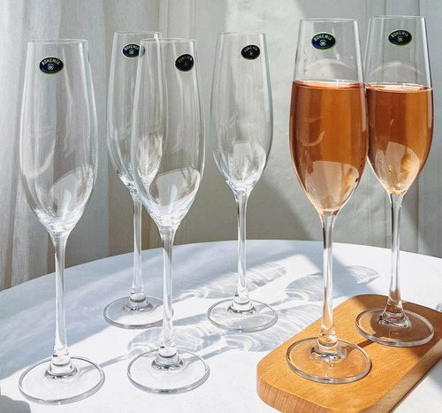 Copa Champagne Cristal Bohemia Columba 260ml Set X 6