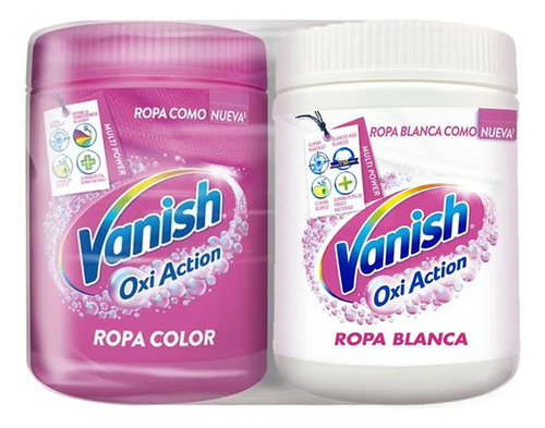 Vanish Pack 2 Quitamanchas Polvo Ropa Color + Blanco 450 Gr