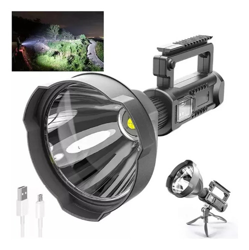 Foco Linterna Led Largo Alcance 600 Metros + Usb + Trípode