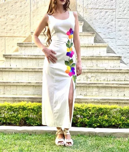 Letrista Vaticinador ceja Vestido De Manta Artesanal Mexicano / Mod. Persa | Meses sin intereses