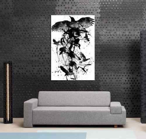 Vinilo Decorativo 60x90cm Aves Cuervos Raven Gotico