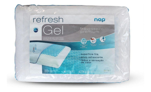 Travesseiro inteligente NAP Refresh Gel tradicional 68cm x 13cm cor branco