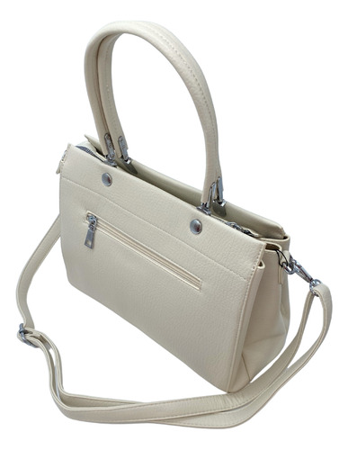 Bolsa Tipo Satchel Con Crossbody Beige Lisa Níquel Beige