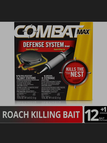 Combat Max Para Cucarachas 12 Estaciones 1 Jeringa