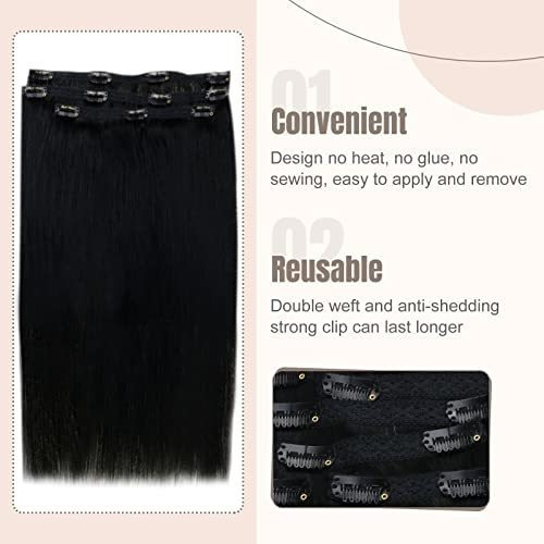 Clip De Brillo En Extensiones De Pelo 20 Pulgadas Jet Kc2h5