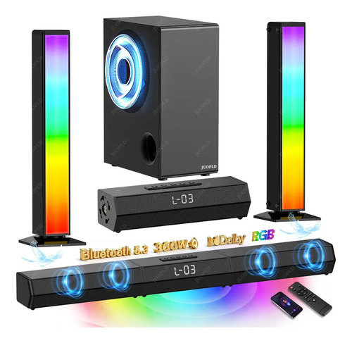 360w Barra De Sonido Desmontable Con Subwoofer 5.1 Canales Luces Rgb 7 Colores 5 Modos, Juopld Home Theater Dolby Con Bluetooth 5.3/aux/hdmi(arc)/usb/optical/coaxial/fm-ant, Pantalla Y Control Remoto