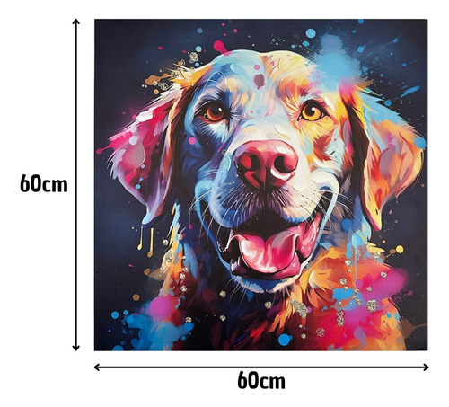 Cuadro Decorativo Perro Con Colores Mediano De Interior