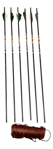 Arco Arqueria Puma Tradicional Longbow Escuela + Flechas Marrón Diestro (Usado)