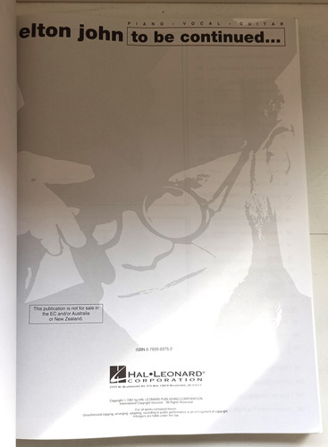 Libro Partitura Elton John To Be Continued - Piano Guitarra (Usado)