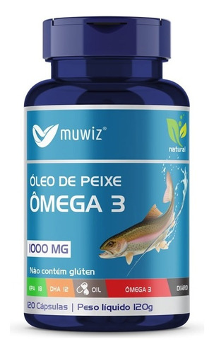 Ômega 3 - Óleo De Peixe 120 Cáps - 1000mg Muwiz Sabor Without flavor