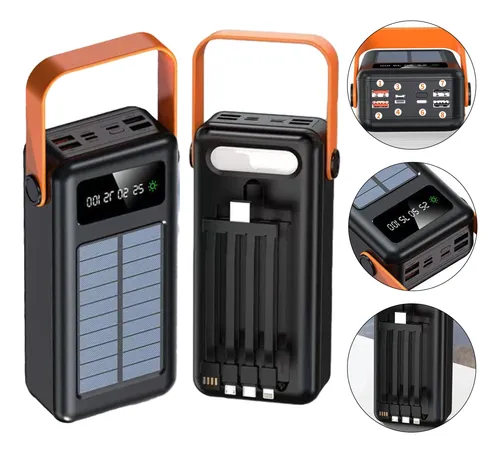 Power Bank 50000mah Banco De Energía Solar Portátil 50000mAh - Con Linterna LED Para Camping Y Emergencias Cargador Solar