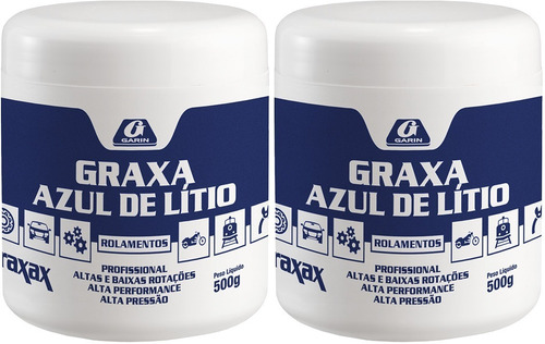 Graxa Azul De Lítio P/ Rolamento 500g Garin Kit C/ 2un.